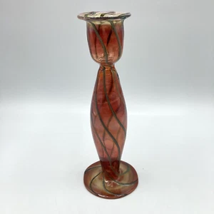 Vintage Kunst Glas Gewinde Wirbel Kerzenständer Kegel Kerzenhalter Zart Dünn 7" - Bild 1 von 16
