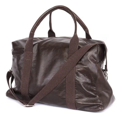 BOLSO DE VIAJE NUEVO CON ETIQUETAS LABONIA Napoli piel de becerro genuina marrón lujo hecho a mano Italia Foto 1 de 4