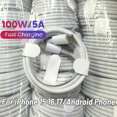 Lote de cables de carga rápida USB-C a USB C PD para iPhone 17 16 15 Pro Air Samsung 100W Foto 1 de 4