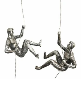 Juego de 2 Arte de Pared Colgante Resina Escultura Escalador Hombre Pared Sin Ganchos Incluidos - Imagen 1 de 8