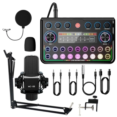 Podcast Equipment Bundle Home Studio Recording Kit Music Mixer 2* Headphones US - Image 1 of 4