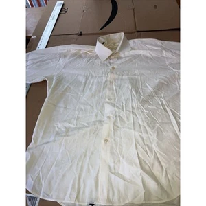 Ike Behar Yellow Cotton Dress Shirt, Men's Button Down, 16.5 Neck, Long Sleeve - Picture 1 of 14