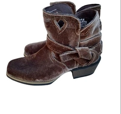 Justin Boots Elana Terciopelo Puntera Cuadrada Pull On Mujer Marrón Botas Informales Talla 6  Foto 1 de 4