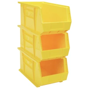 Quantum Heavy-Duty Storage Bins, 3-Pk., Yellow, 14-3/4in.L x 8-1/4in.W x 7in.H - Picture 1 of 5