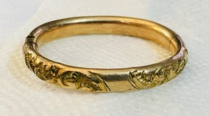 ANTIQUE 12K Gold Baby Bracelet 8G Worn Smooth Inside C Co. Still Legible Tested - Picture 1 of 7