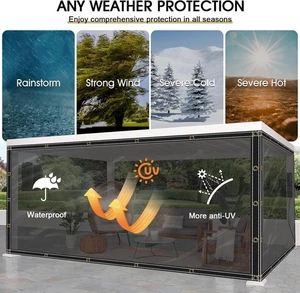 Sonnenschutz Plane Wetterfeste Regenschutzvorhänge für Gewächshaus Gartenmöbel - Bild 1 von 35