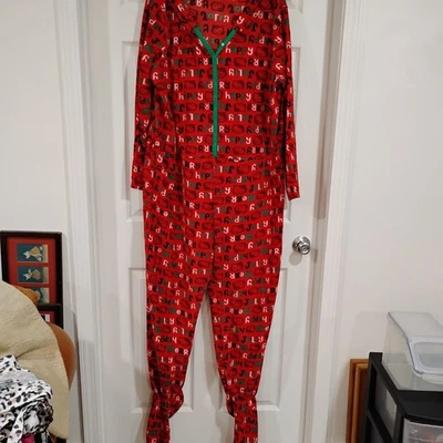 2X Pijama Hello Kitty One Piece Pie Rojo Con Capucha Cierre a Presión Vellón Navidad  Foto 1 de 4