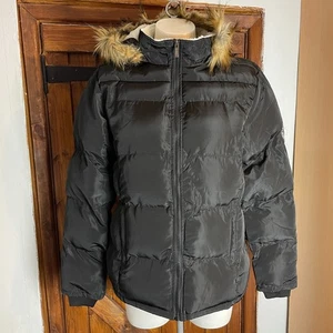 Lee Cooper Womens Black Faux Fur Puffer Jacket Size UK 16 NWT RRP £79.99 - Picture 1 of 12