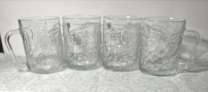 4 tazas de vidrio transparente KIG Indonesia con patrón de uva y hoja de 4" - Imagen 1 de 9