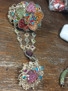 Bracciale Schiavo Vintage Ottone Multicolore Perline Ornato Filigrana Anello Misurabile MCM - Foto 1 di 22
