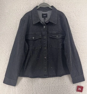 Chaqueta vaquera Express para mujer talla XL negra con tachuelas grunge punk rock ropa de calle gótica Foto 1 de 4