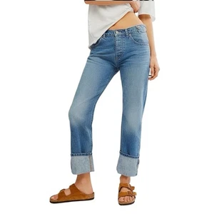 Pantalones de mezclilla Free People We The Free ajustados con ribete azul verdadero talla 25 nuevos con etiquetas - Imagen 1 de 15