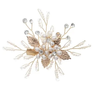 Hair Clip Flower Bridal Headpiece Rhinestone Wedding Hair Clip Leaf Hair Acce... - Picture 1 of 5