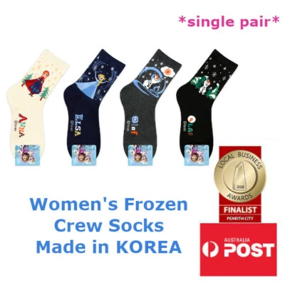 Women's Disney Frozen Elsa Anna Olaf Crew Length Socks Made in KOREA SINGLE PAIR - image 1 of 4