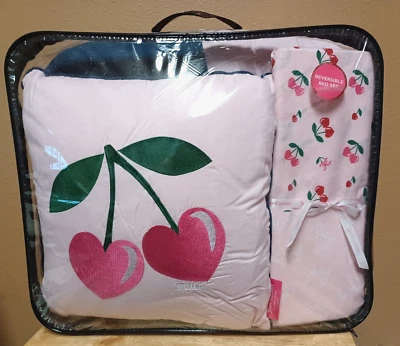 Juicy Couture Reversible 8 pc "Cherry" KING Comforter Bed Set Pink/Blue/Green - Image 1 of 4