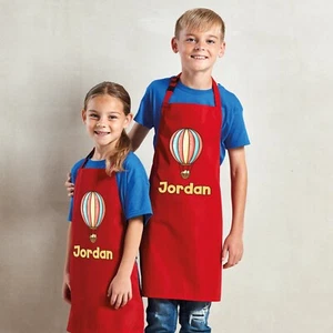 Personalised Any Name Hot Air Balloon Waterproof Kids Apron Craft Bake. Boy Girl - Picture 1 of 12