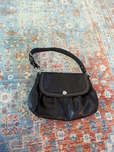 COACH SOHO Pleated Flap Front Shoulder Bag Black Leather Silver Hardware No Tag