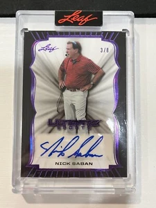 2024 Leaf Ultimate Sports Nick Saban Purple AUTO 3/8 - Picture 1 of 2