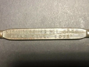 8" Vintage All Steel Advertising Ice Pick - Hermitage Ice Del. Corp. - Picture 1 of 6