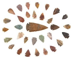 ** 32 Flint ARROWHEAD USA COLLECTION AMAZING COLORS 1"-1.3" Dovetail points ** - Picture 1 of 3