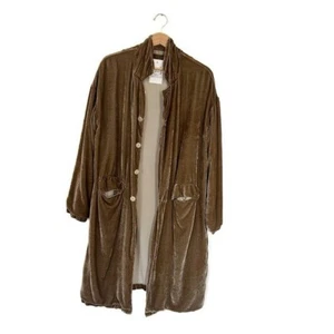 CP Shades Womens Small Morgan Longline Taupe Velvet Duster Jacket New Silk Blend - Picture 1 of 6