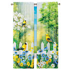 Birds on Fence Colorful Spring Scene Window Curtains