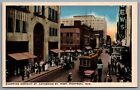 Postcard Montreal Quebec C1940s Shopping District St. Catherine St. West Trolly