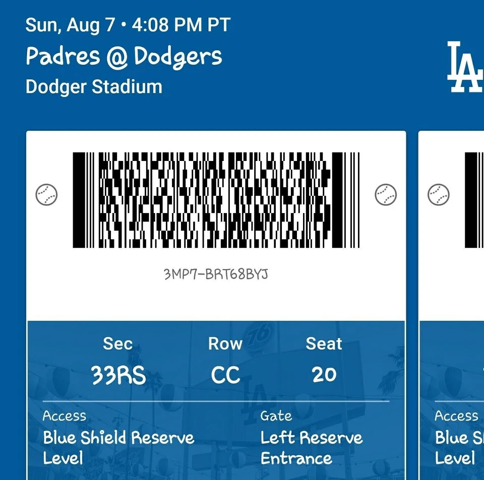 Dodgers vs madres 3 tickets - Image 1 of 1
