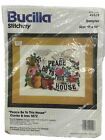 1985 Bucilla Sampler "Peace Be To This House" Crewel Stitchery Kit NIP 11x14"