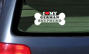 I Love Heart My German Shepherd Dog Bone Vinyl Die Cut Decal Sticker - Foto 1 di 1