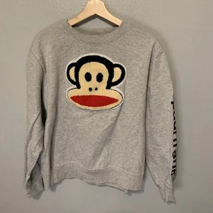 Paul Frank Juniors Sweatshirt Large Gray Julius Monkey 3D Patch Soft Monkey Y2K - Picture 1 of 12
