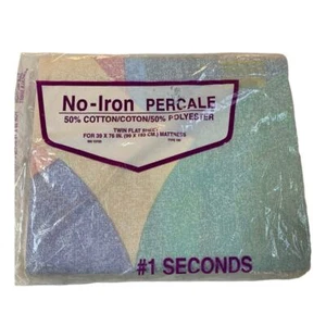 Vintage Springmaid No-Iron Percale Multi Colored Twin Flat Sheet ~ New - Picture 1 of 4