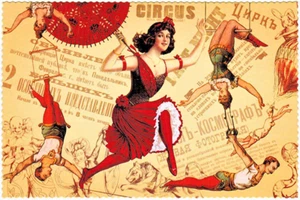 repro of Old advertisement CIRCUS PERFORMERS Russian postcard - Foto 1 di 1