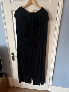 Long Tall Sally Black Bandeau Frill Cotton Jumpsuit Size 22-24 New With Tags - Picture 1 of 6