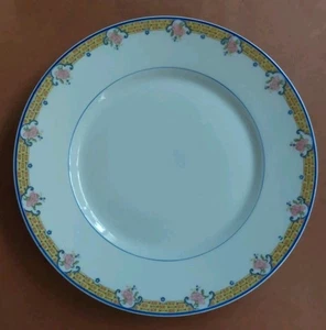 Set of 4 Antique UC Limoges Blue Yellow Pink 9 1/2" Inch Plates New - Picture 1 of 5