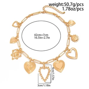Heart-shaped Pendant Alloy Necklace Elegant Appearance Perfect For Gifting - Picture 1 of 14
