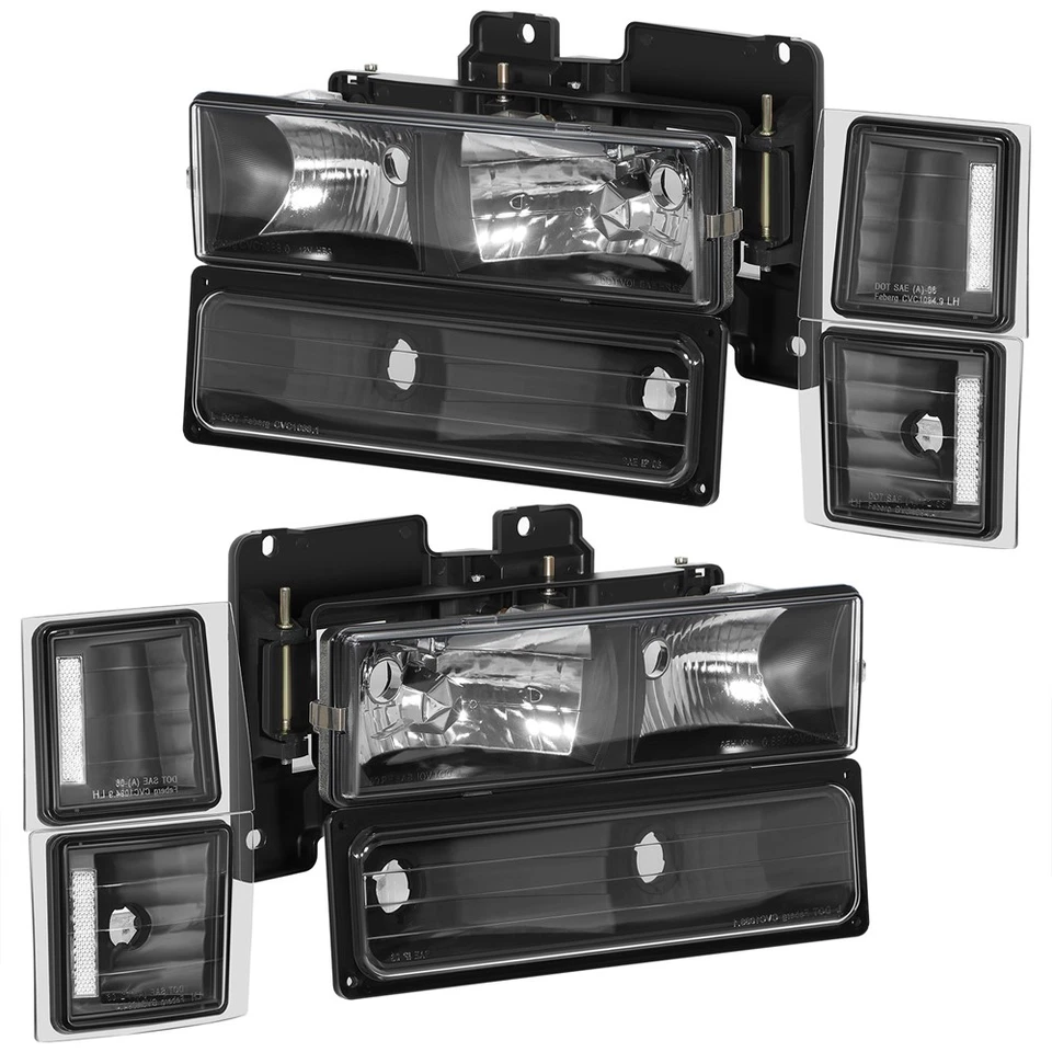 Headlights Assembly Left+Right Fits Chevy C/K C/10 Silverado Blazer Tahoe Black Foto 1 de 4