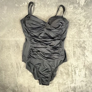 Trimshaper Costume da Bagno Unico Donna 18 Nero Increspato Vita Dimagrante Nuovo senza etichette - Foto 1 di 11