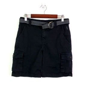 Ring Of Fire Boys Size 12 Black Cotton Casual With Belt Cargo Shorts - Picture 1 of 6