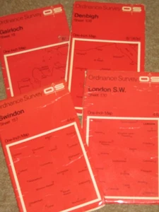 OS Ordnance Survey 1" One Inch Red maps - assorted editions 1968-1970 - from 99p - Imagen 1 de 9