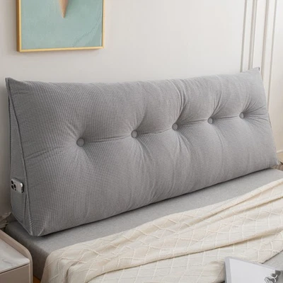Cabecero Cuña Almohada Maíz Terciopelo Triangular Respaldo de Lectura con Cubierta Extraíble Foto 1 de 4