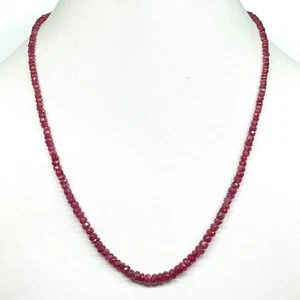 18 Inch Natural Ruby Necklace Mozambique 2.5-5mm Faceted Beads 925 Silver Clasp - Picture 1 of 14
