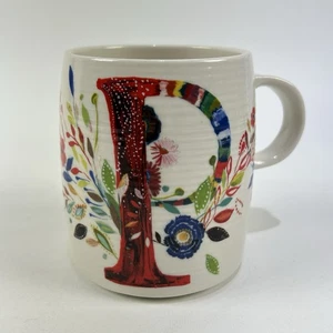Anthropologie Starla Halfmann Mug Floral Ceramic Monogram P Initial - CLEAN - Picture 1 of 8
