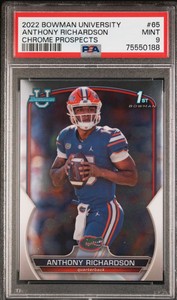 2022 Bowman University Anthony Richardson RC # 65 Chrome Prospects PSA 9 