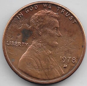 1978 D Lincoln Memorial Penny Strike Through Grease ? Error Coin - Picture 1 of 2