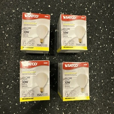 4 Pack - Satco S3830 120V Pear Candelabra Base 10-Watt G12.5 Light Bulb - Image 1 of 4