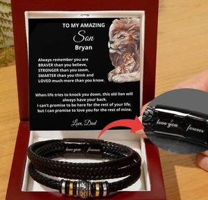 To My Son Personalized Bracelet Gift Christmas Gift For Son from Dad Mom Parent - Picture 1 of 10