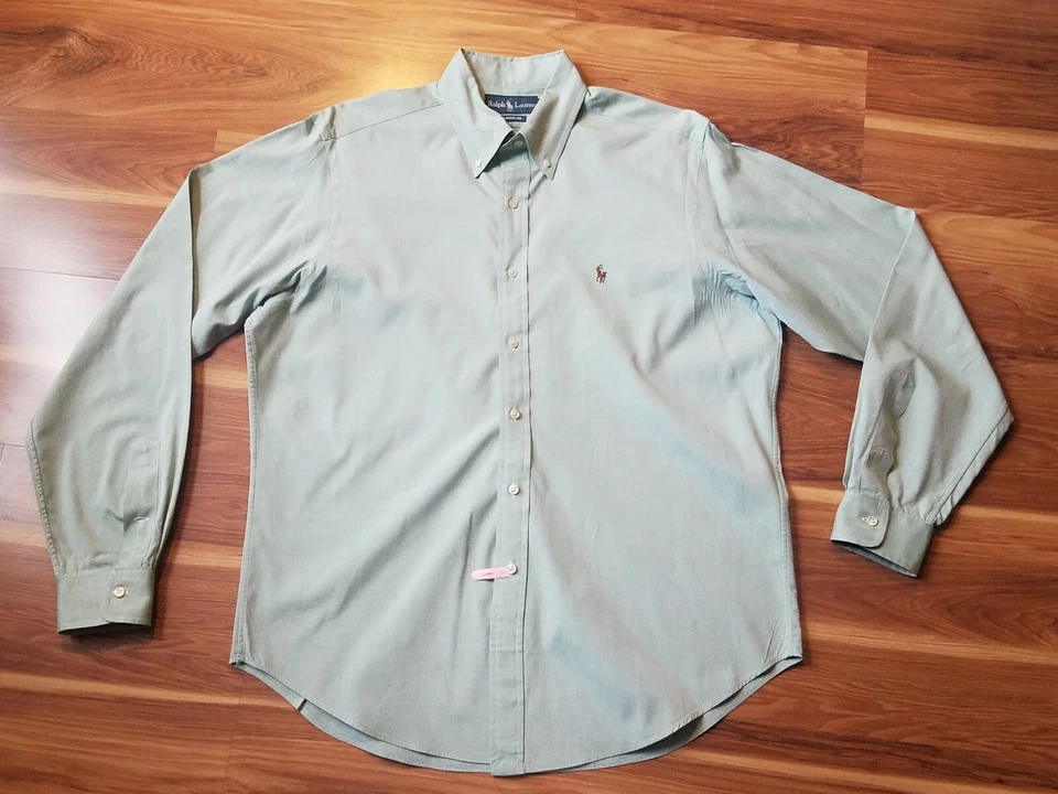 Camisa de vestir para hombre Ralph Lauren calce clásico verde manga larga talla 16,5 Foto 1 de 4
