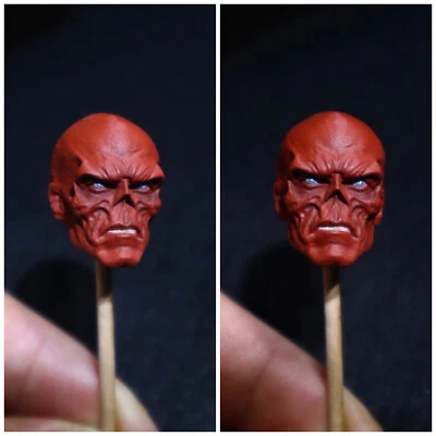 1/12 Painted Red Skull Head Carved Fit 6'' Action Figure - Image 1 of 3