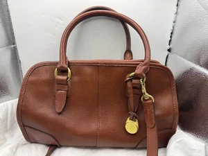 Vintage Leather Co Brown Smooth Leather Top Handle Crossbody Strap Bag Purse - Picture 1 of 17